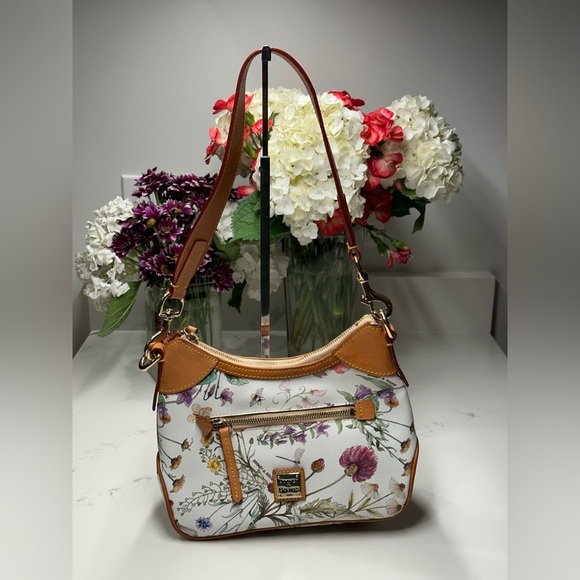 Dooney & Bourke Floral Leather Shoulder Bag + D & B Dusty - Picture 2 of 11